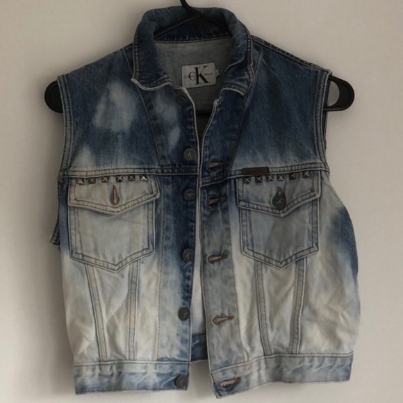 💙Calvin Klein customized jean studded jean jacket